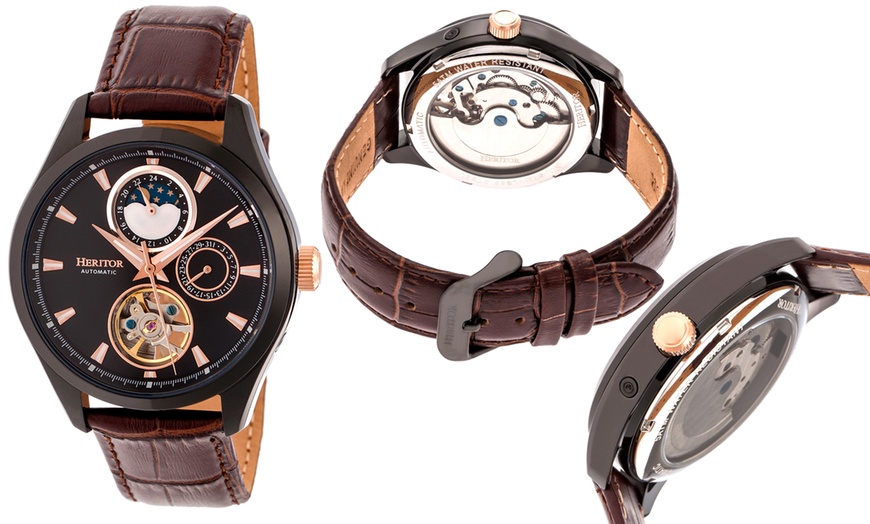 Image 8: Heritor Automatic Leather Watch