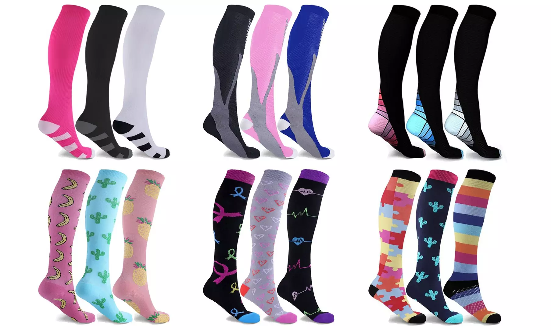 Women's Compression Knee-High Socks Collection (3-Pairs) - Primary Image