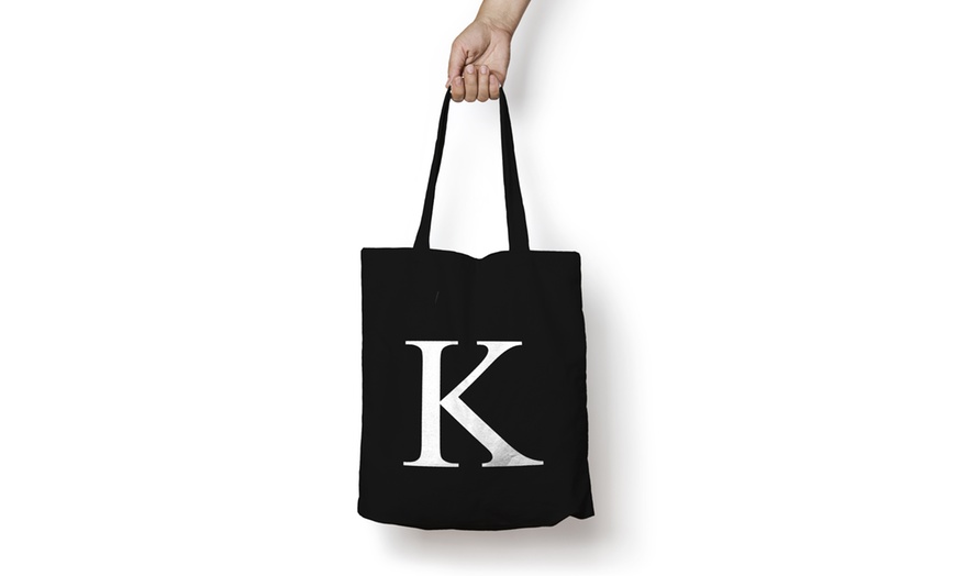 Image 12: Alphabet Letter Cotton Tote Bag