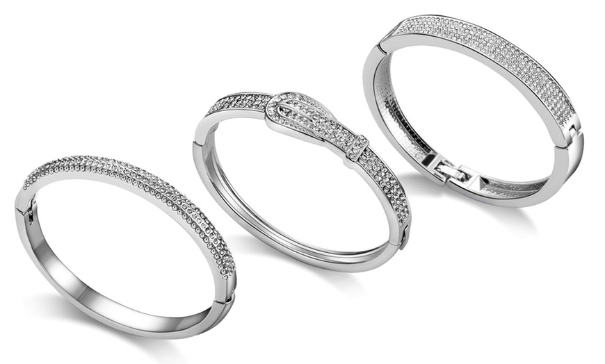 Image 1: 18ct White Gold-Plated Bangles