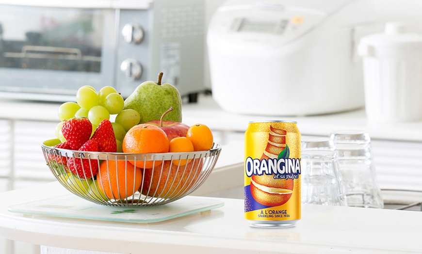 Image 4: 24 Orangina Can Sparkling Juice Drinks 330ml