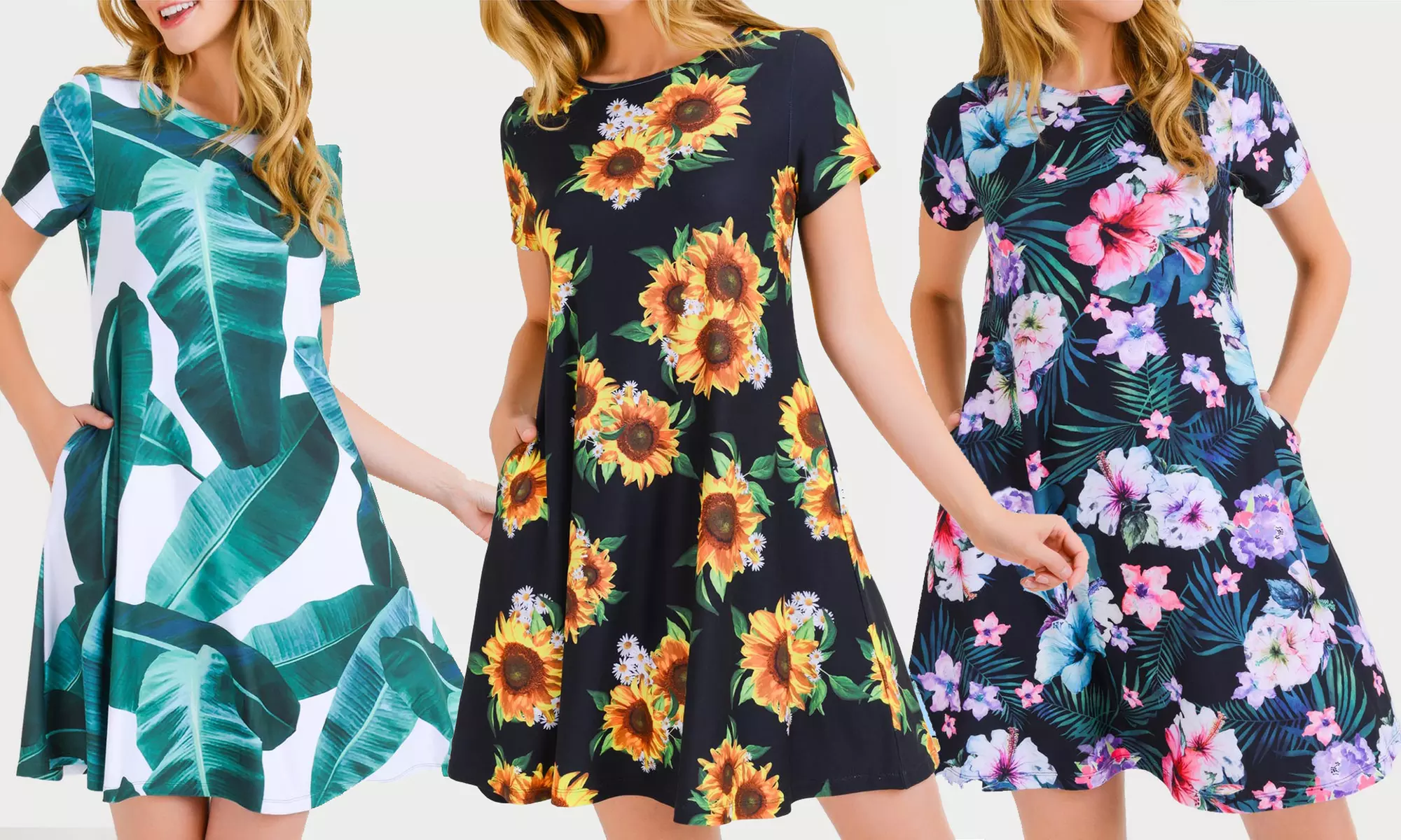 Style Clad Women's Printed Flare Dress with Pockets. Plus Sizes Available. - Primary Image