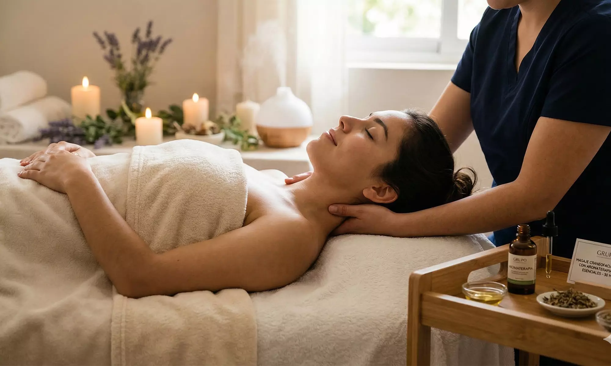 Masaje craneofacial y cervical o facial con maderoterapia para 1