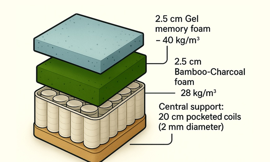 Image 5: Colchón híbrido de espuma viscoelástica con gel de 25 cm de Sampur
