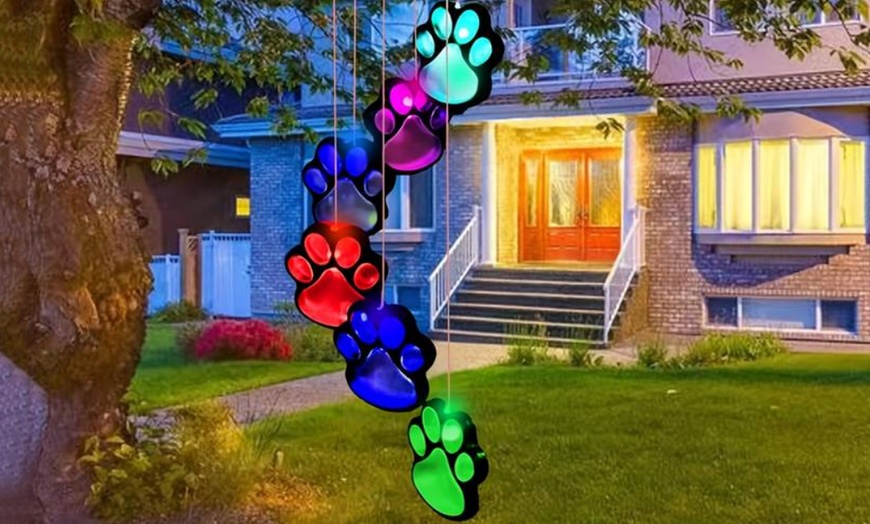 Image 4: Solar Paw Print Wind Chime Light