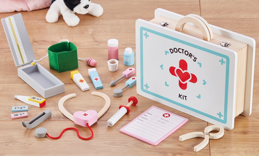 Image 1: My Play Wooden Toy Doctor Set