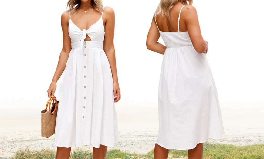 Image 2: Button Front Summer Dress