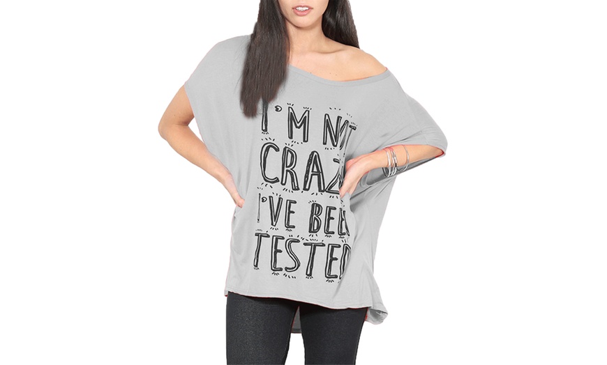 Image 7: Slogan Oversized Batwing Sleeve T-Shirt