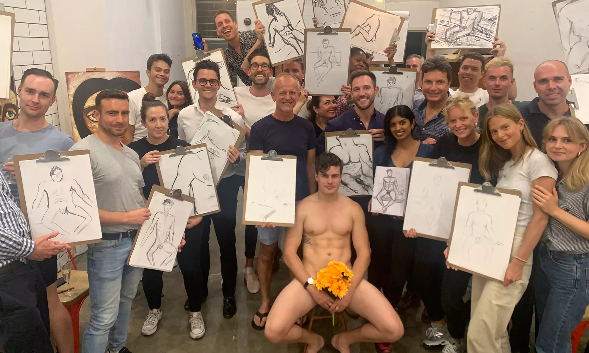Nude Male Model Drawing Class