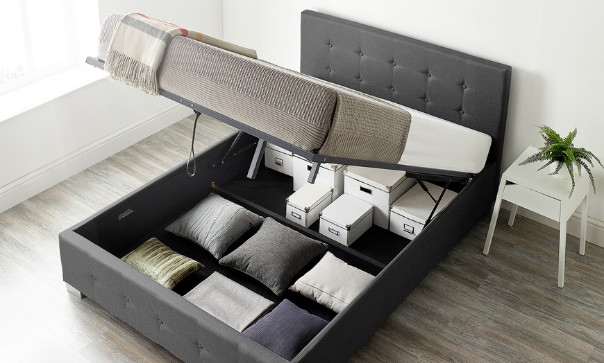 Image 10: Fabric Ottoman Storage Bed with Optional Memory Foam Mattress