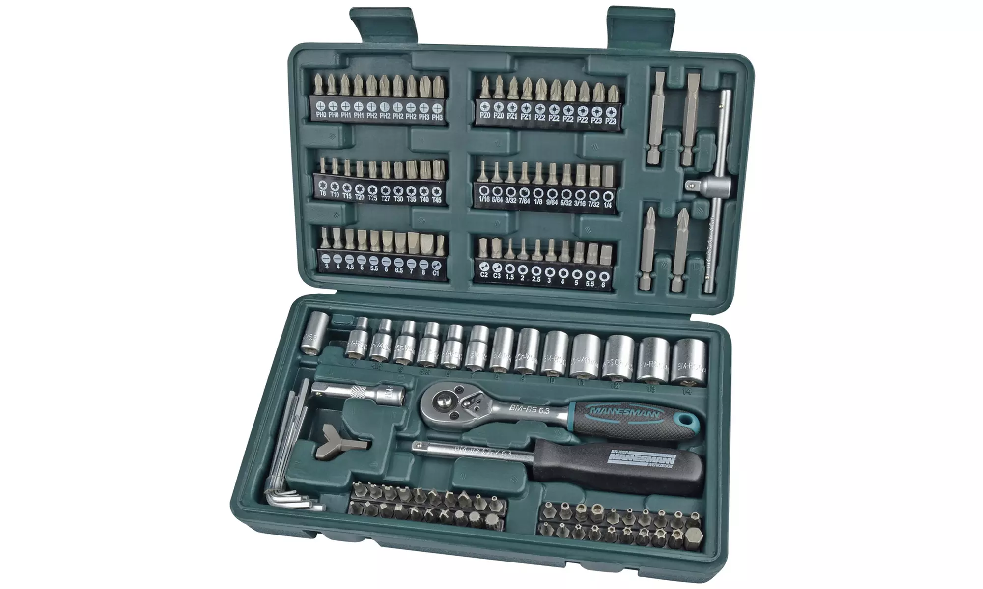 Brüder Mannesmann 130-tlg. Steckschlüsselsatz 1/4'' Zoll M29166 - Primary Image