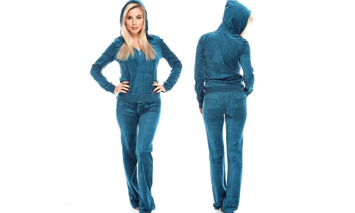 teal velour tracksuit