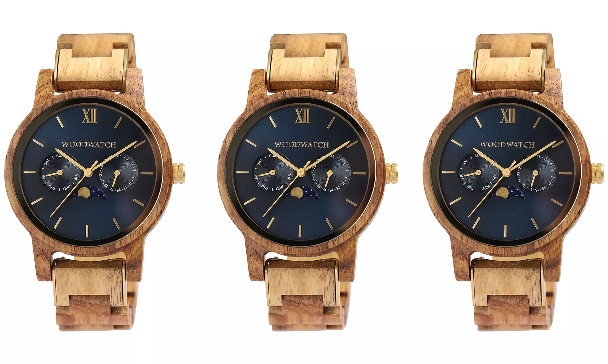 1x, 2x oder 3x WoodWatch Sailor Holz-Armbanduhr