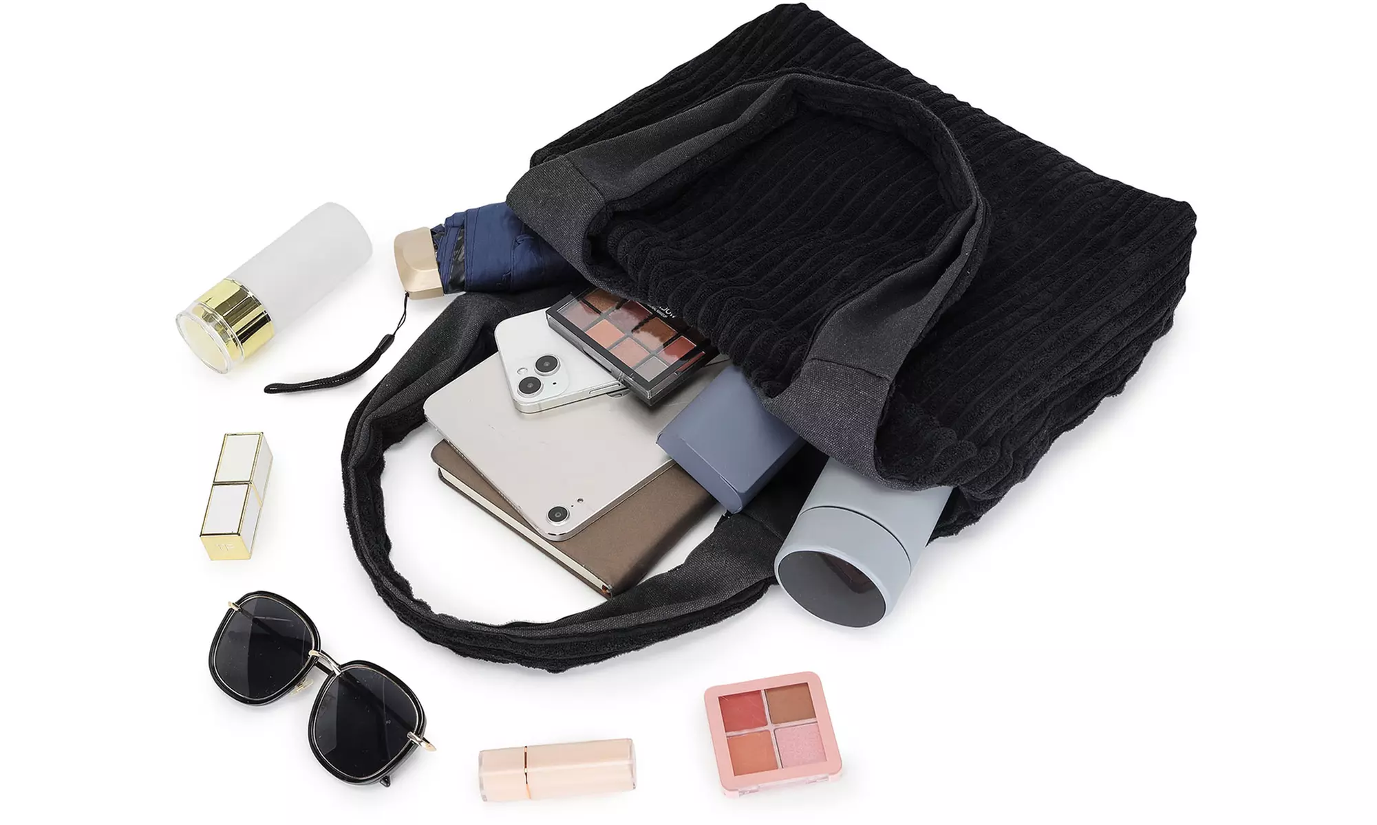 Women's Reversible Corduroy Shoulder Bag With Spacious Interior