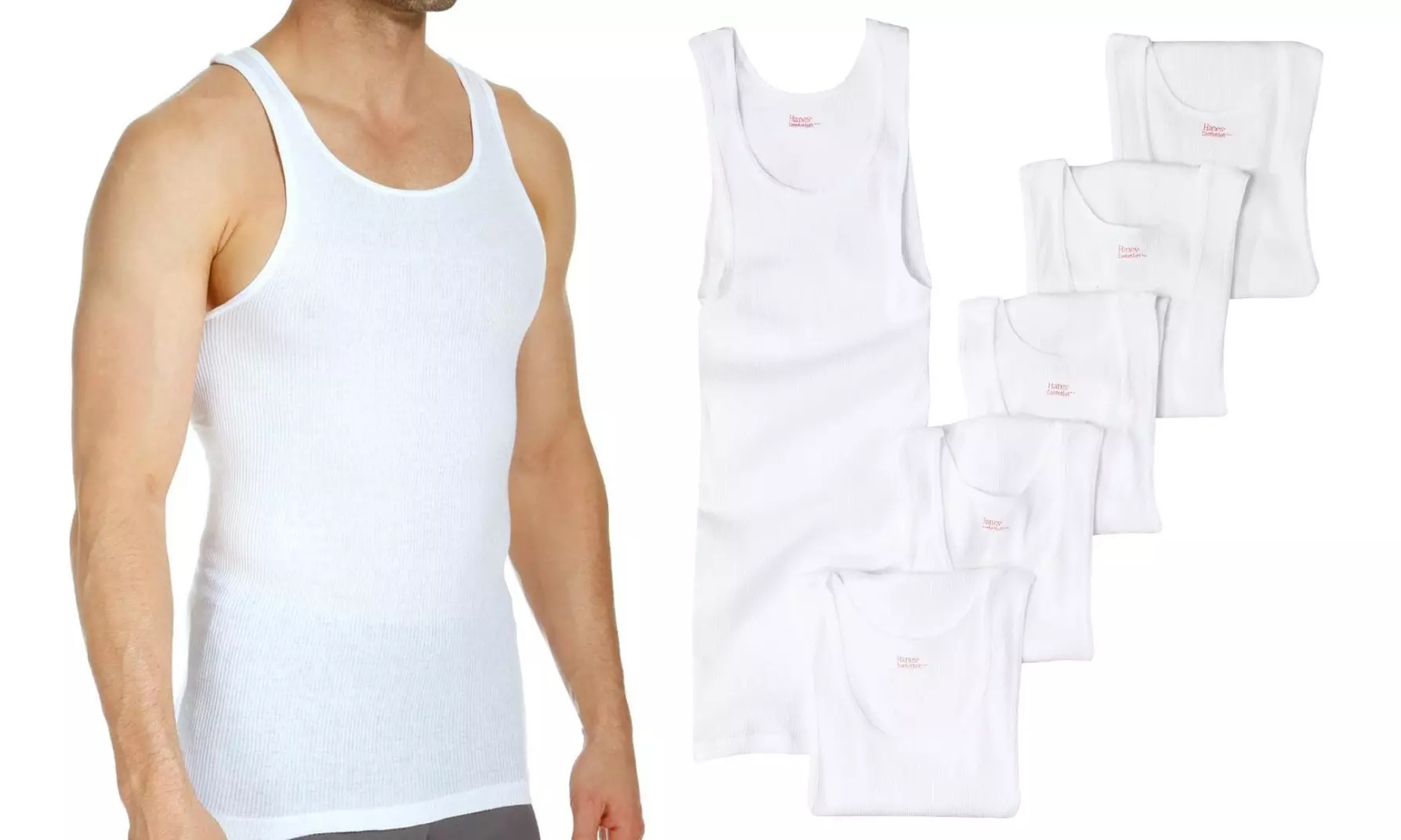 Hanes Men's ComfortSoft White Ribbed Tank Tops (6- or 12-Pack) - Primary Image