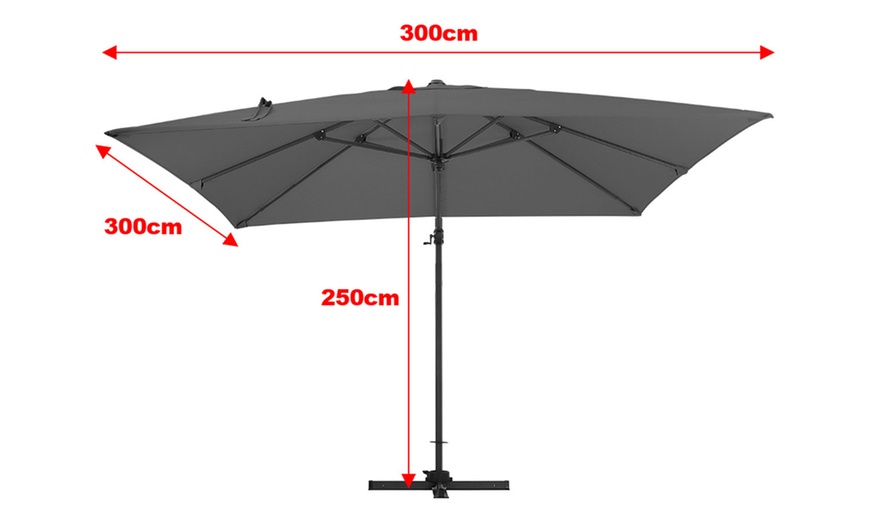 Image 8: Large Square Canopy Rotating Outdoor Cantilever Parasol