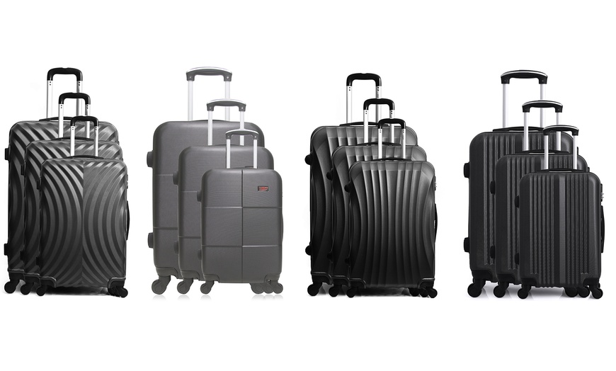 Image 1: Black Three-Piece Luggage Sets