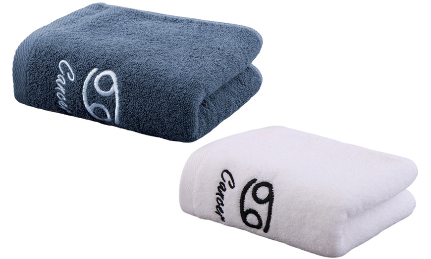 Image 30: One or Two Star Sign Embroidered Towels