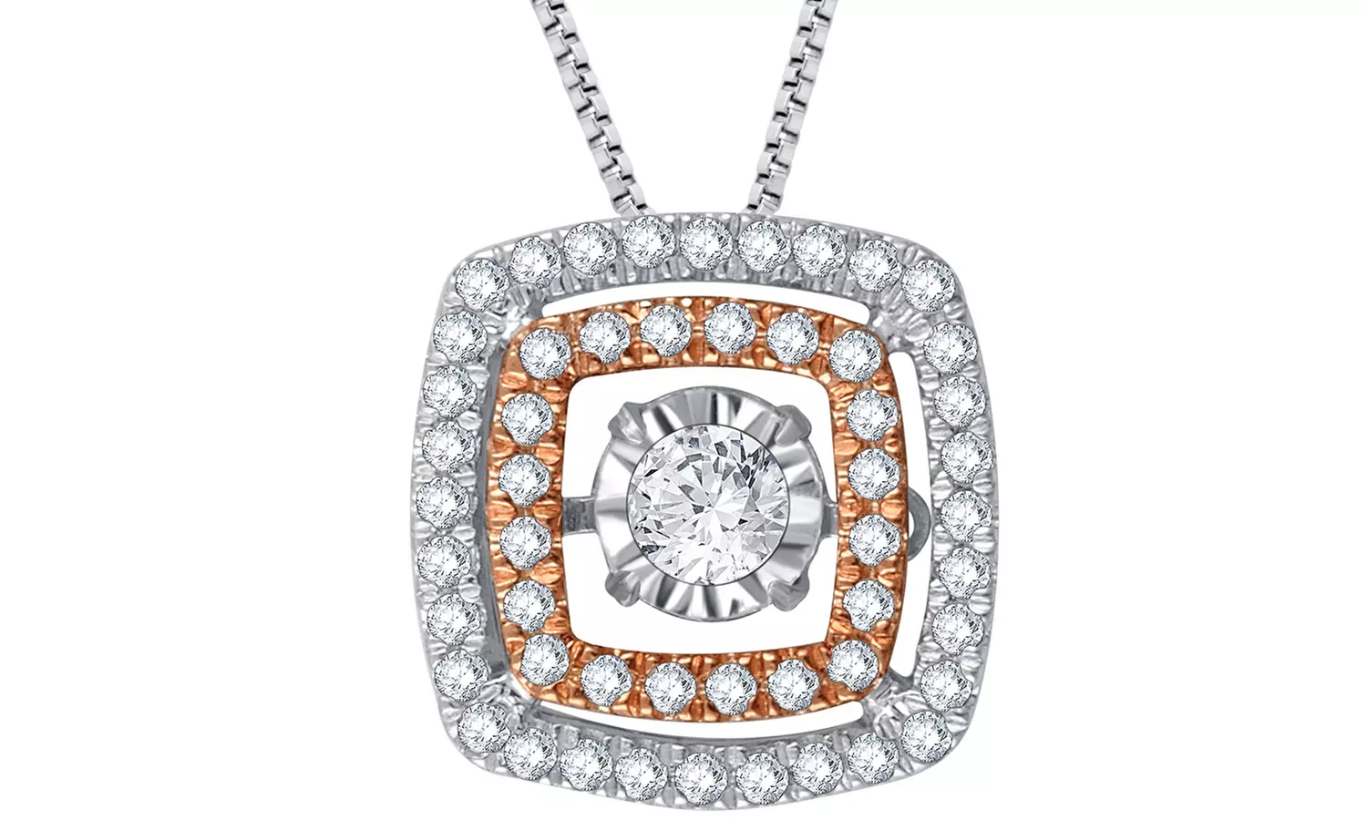 3/8 CTTW Square-Frame Dancing Diamond Pendant in 10K Gold by Brilliant Diamond - Primary Image