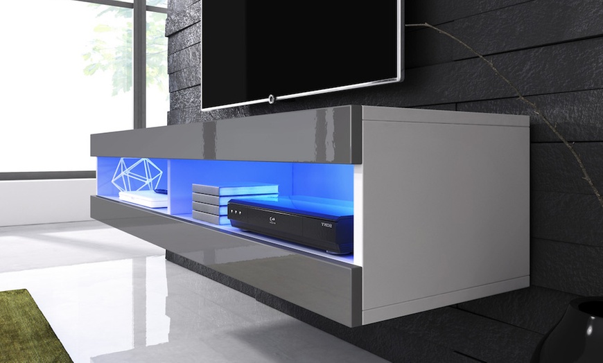 Image 2: Floating TV Unit with LED Lights