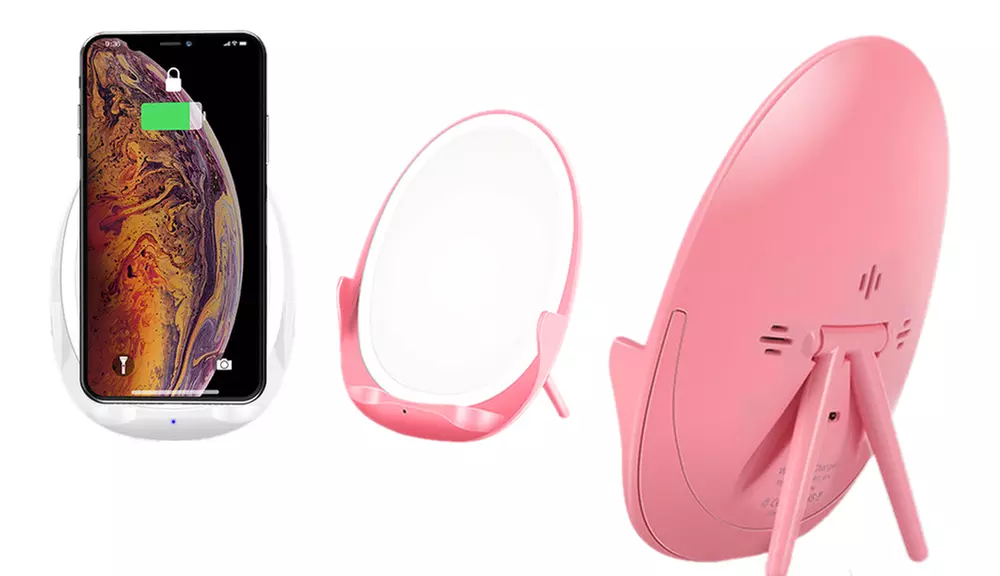 Miroir lumineux LED avec chargeur sans fil pour smartphone - Primary Image
