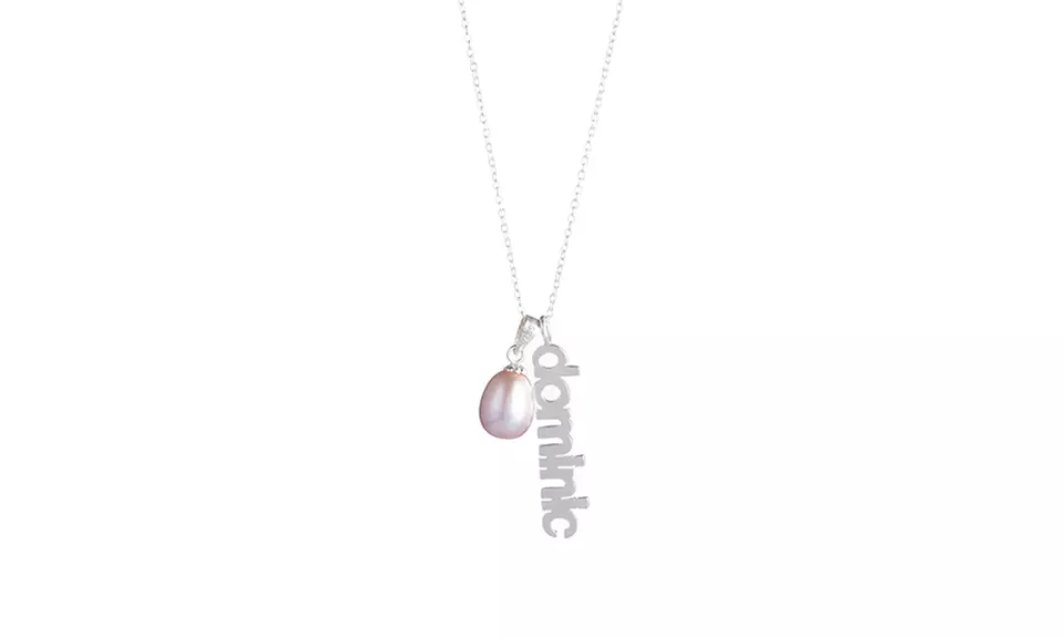 Custom Sterling Silver Pearl Name Necklace from Luce Mia - Primary Image