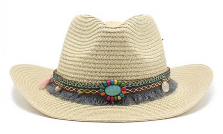 Image 6: Cowboy-Style Straw Hat