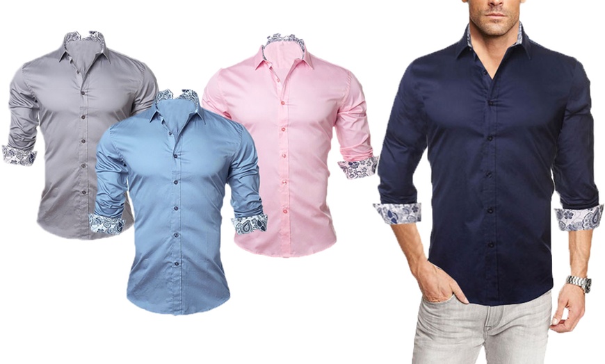 Image 1: Camicia da uomo con fantasia