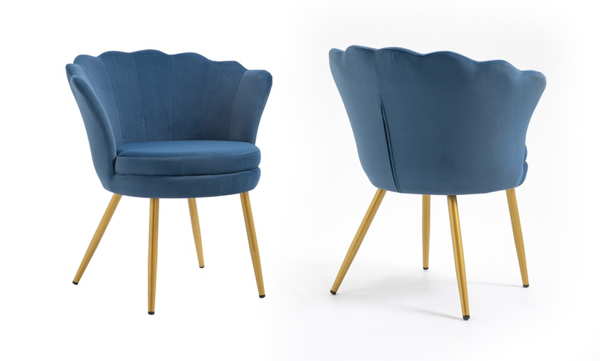 Image 2: Fluwelen schelpfauteuil