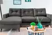 Bobochic Samt Sofa/Schlafsofa im Skandinavischen Stil mit Bettkasten & Kissen in Anthrazit – gestaltbar an den Ecken - Second Medium