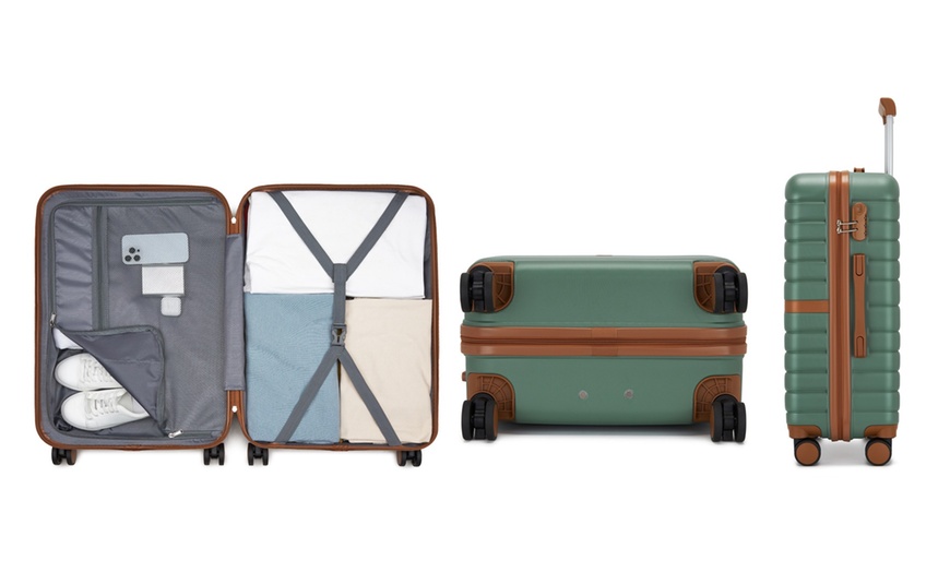 Image 21: KONO Stylish Stripe Design Suitcase with Spinner Wheels