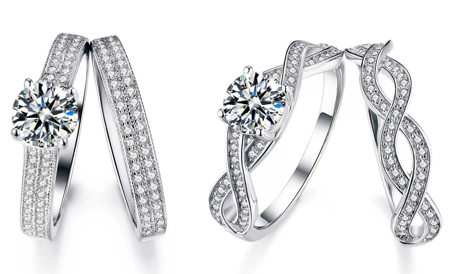 Set de deux bagues en argent brillant 925 - Primary Image