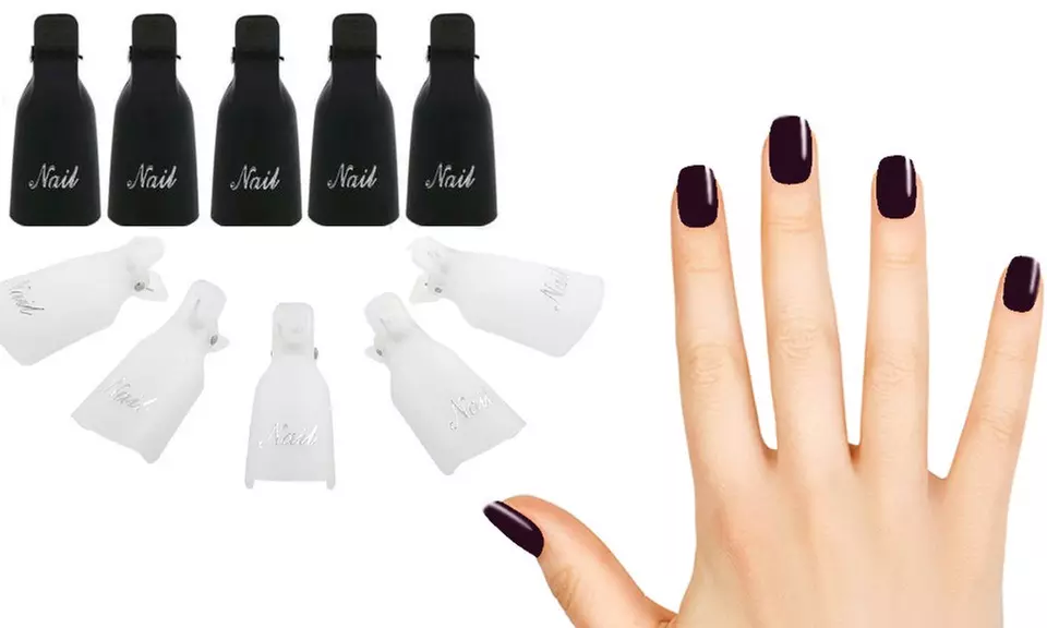 1x oder 2x 10er-Set Nagel-Clips zum Entfernen von halbpermanentem Nagellack in Schwarz oder Weiß - Primary Image