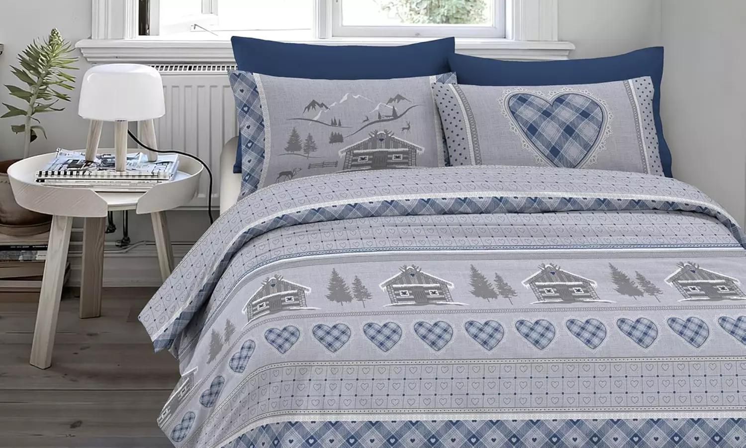 Juego de funda nórdica de franela 100 % algodón con fundas de almohada