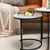 Image 2: Alivio Set of Two Round Metal Frame Coffee Tables with Wooden Top