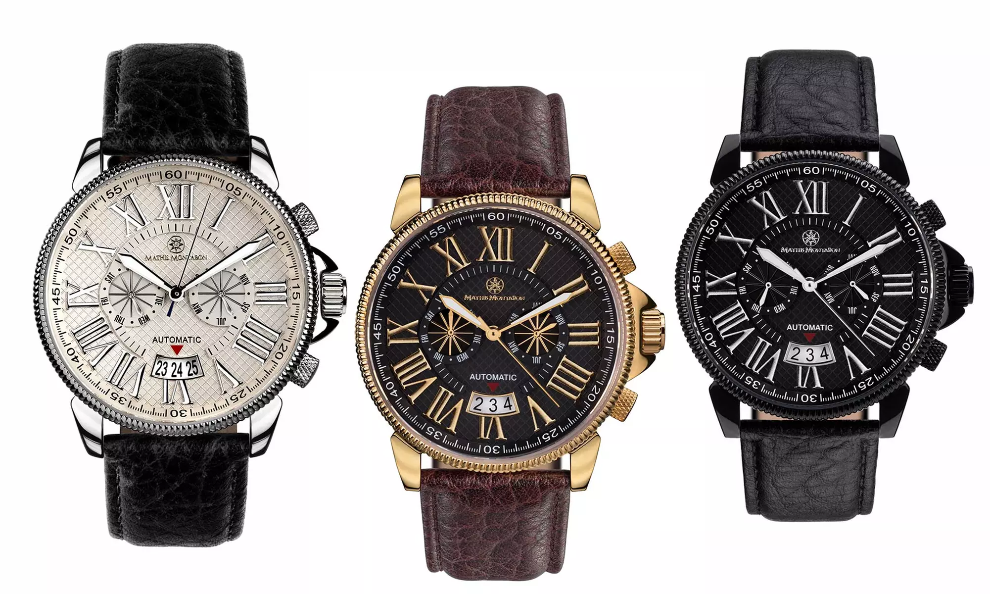 Montre automatique moderne pour homme avec bracelet en cuir véritable et verre saphir, Mathis Montabon - Primary Image