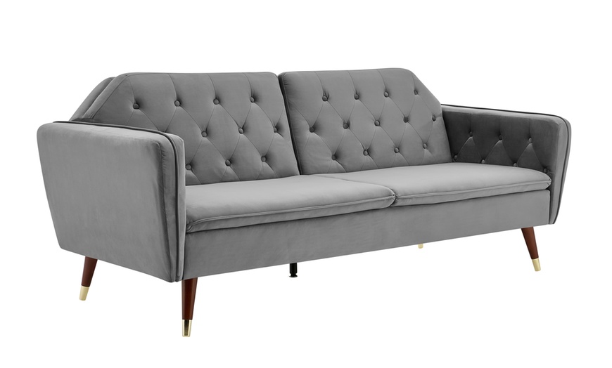 Image 23: Three-Seater Velvet Click Clack Sofa Bed