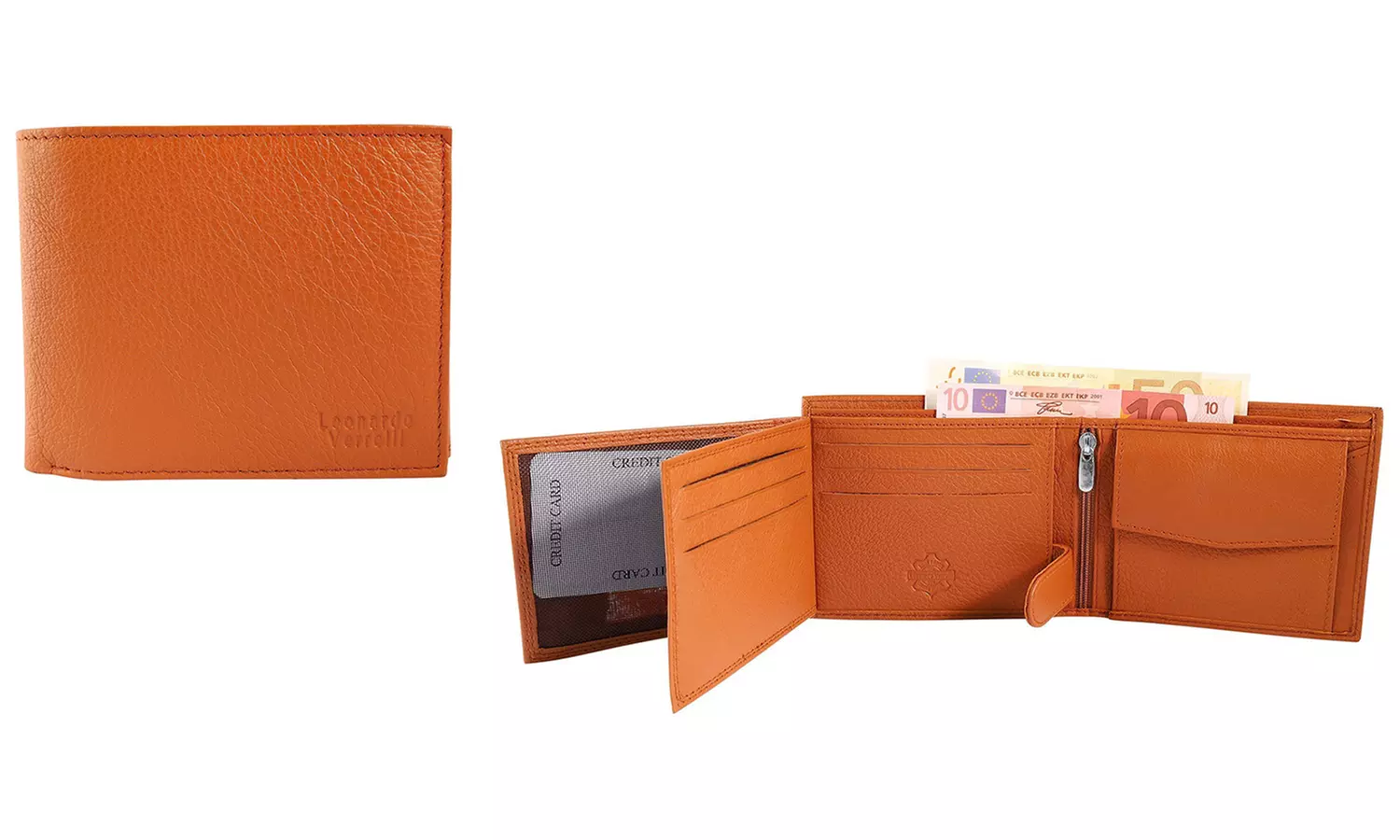 1x, 2x, oder 3x Herren- oder Unisex-Geldbörse aus Leder