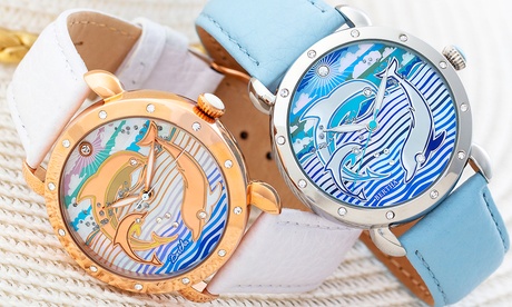Orologio da donna, in vera pelle e madreperla, Bertha Estella, disponibile in 4 colori