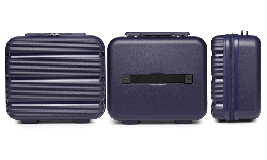 Image 4: One or Four pcs Navy PP Hard Shell Suitcase