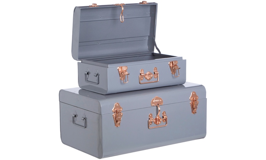 Image 15: Set of Two Metal Storage Trunks