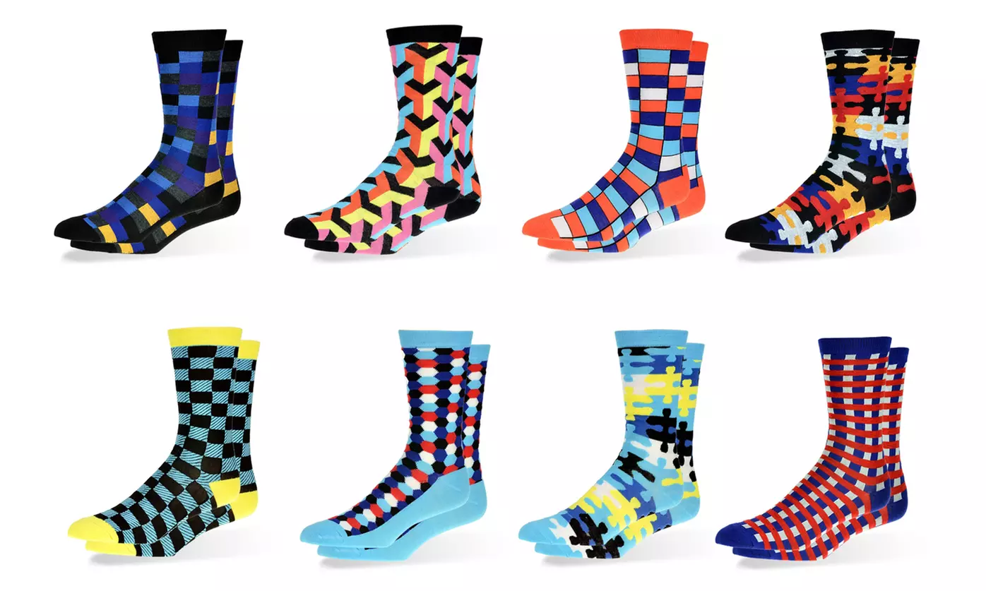 Men's Bright Colorful Dress Socks (12 Pairs) - Primary Image
