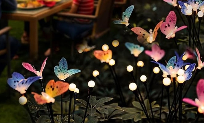 Image 1: Two or Four-Pack Solar Butterfly Firefly Lights