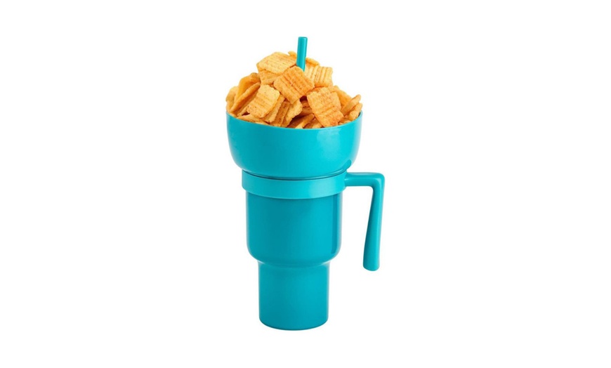 Image 10: Two-in-One Cup Bowl Combo with Straw