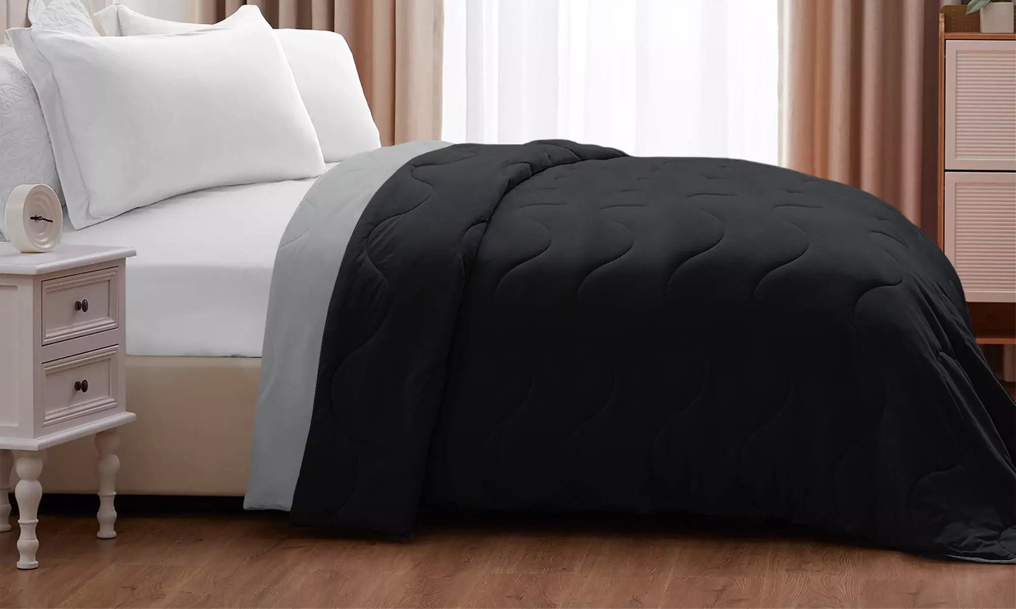 Coperta trapuntata double face con design reversibile