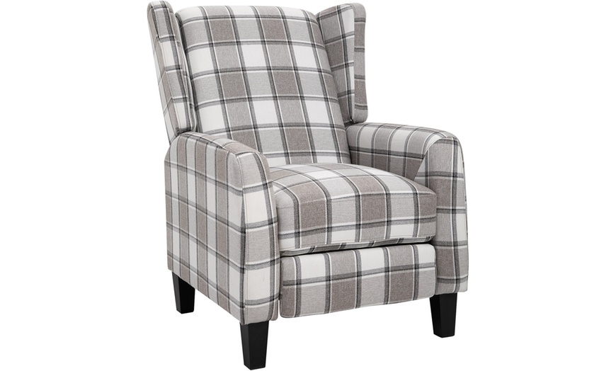 Image 11: Homcom Plaid Recliner Armchair