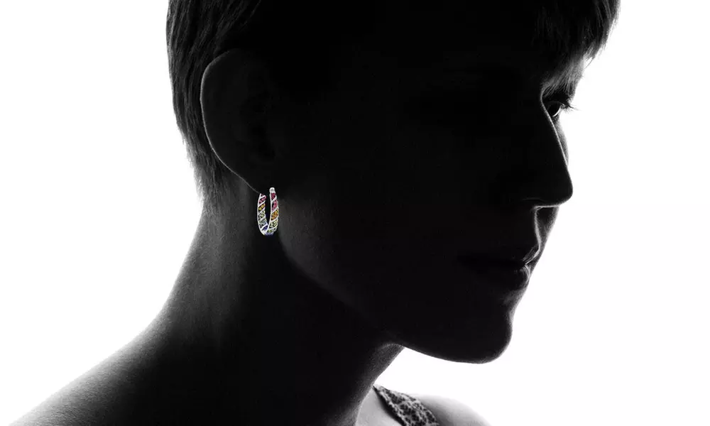 Multi Color Rainbow Crystal Hoop Earrings made with Swarovski Elements - Second Medium