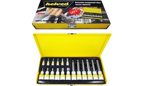 Kit 18 chiavi a bussola esagonali in acciaio