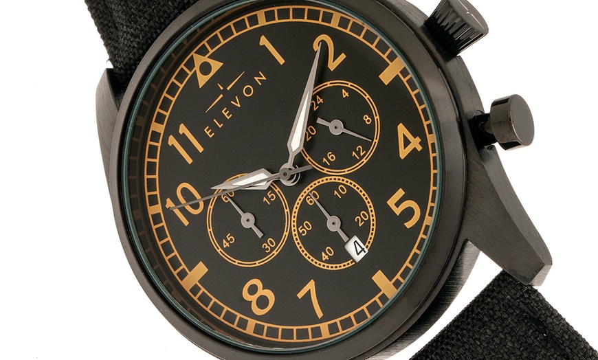 Image 8: Elevon Leather-Band Men's Watch