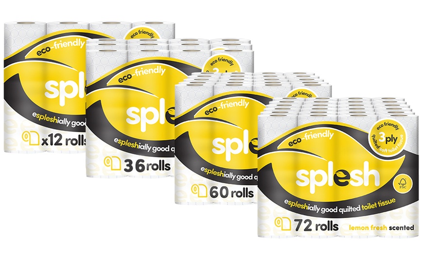 Image 1: 12,36,60 and 72 Rolls of Splesh Eco-Friendly Lemon Three-Ply